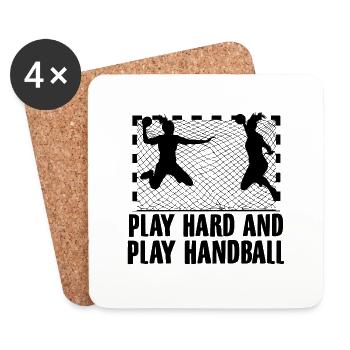 Jouer au handball | Cadeaux d'entraîneur d'équipe de handball - Dessous de verre (lot de 4) - blanc - Devant