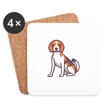 Beagle - Untersetzer (4er-Set) - Weiß - Vorne
