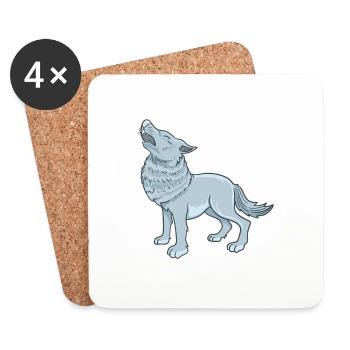 Cartoon wolf - Coasters (set of 4) - white - Front
