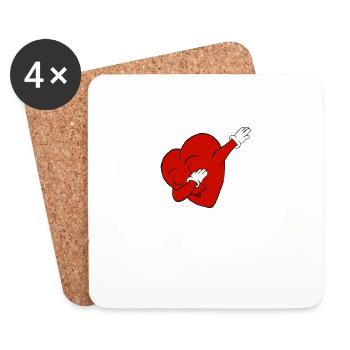 dabbendes Herz, dabbing heart - Untersetzer (4er-Set) - Weiß - Vorne