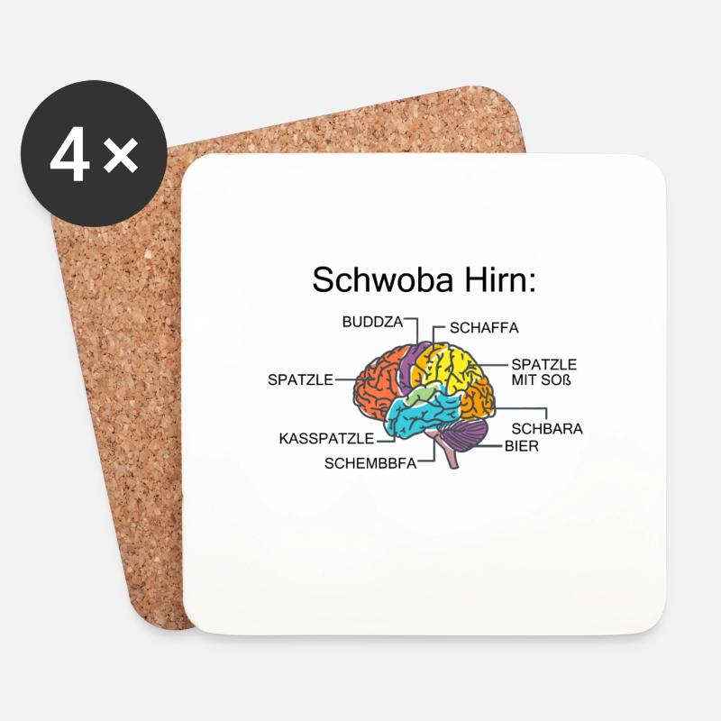 Schwoba Hirn Schäbisch Schwäbischer Geschenk - Untersetzer (4er-Set) - Weiß