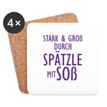Stark und Groß durch Spätzle mit Soß Schwäbisch - Untersetzer (4er-Set) - Weiß - Vorne