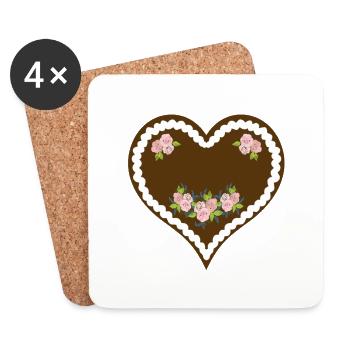 Gingerbread heart blank / CUSTOMIZABLE - Coasters (set of 4) - white - Front