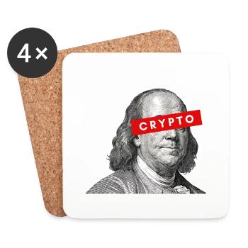 Krypto Benjamin Franklin Kryptowährung Blockchain - Untersetzer (4er-Set) - Weiß - Vorne