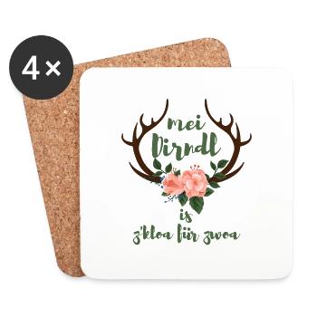mei Dirndl is z'kloa für zwoa Schwanger Geschenk - Untersetzer (4er-Set) - Weiß - Vorne