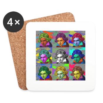 Pop-Art Ludwig van Beethoven Klassik Geschenkidee - Untersetzer (4er-Set) - Weiß - Vorne