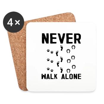 Ne jamais marcher seul cavalier cheval chat chien cadeau - Dessous de verre (lot de 4) - blanc - Devant