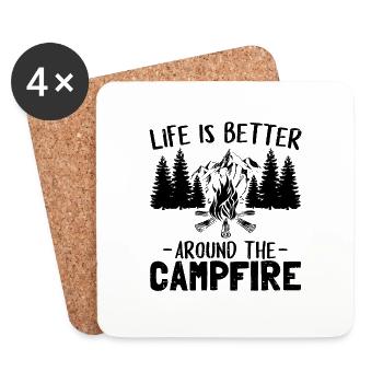 Camping Holidays Camping camper campfire gift - Coasters (set of 4) - white - Front
