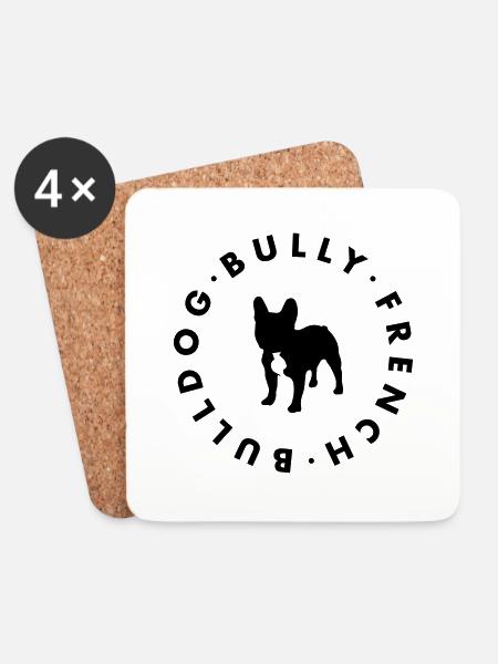 Französische Bulldogge Logo - Untersetzer (4er-Set) - Weiß