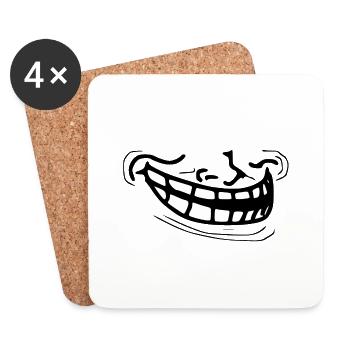 Drôle masque de meme de trollface - Dessous de verre (lot de 4) - blanc - Devant