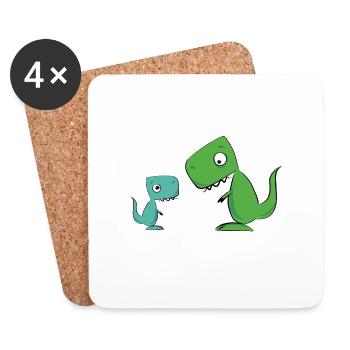 Dino Dinosaurier Tyrannosaurier Trex - Untersetzer (4er-Set) - Weiß - Vorne