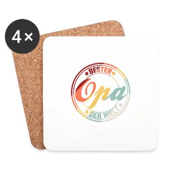 Bester Opa der Welt Geschenkidee - Untersetzer (4er-Set) - Weiß - Vorne