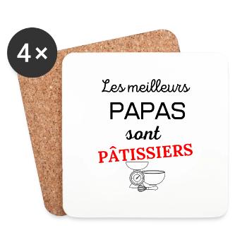t-shirt fete des pères meilleurs papas pâtissiers - Dessous de verre (lot de 4) - blanc - Devant