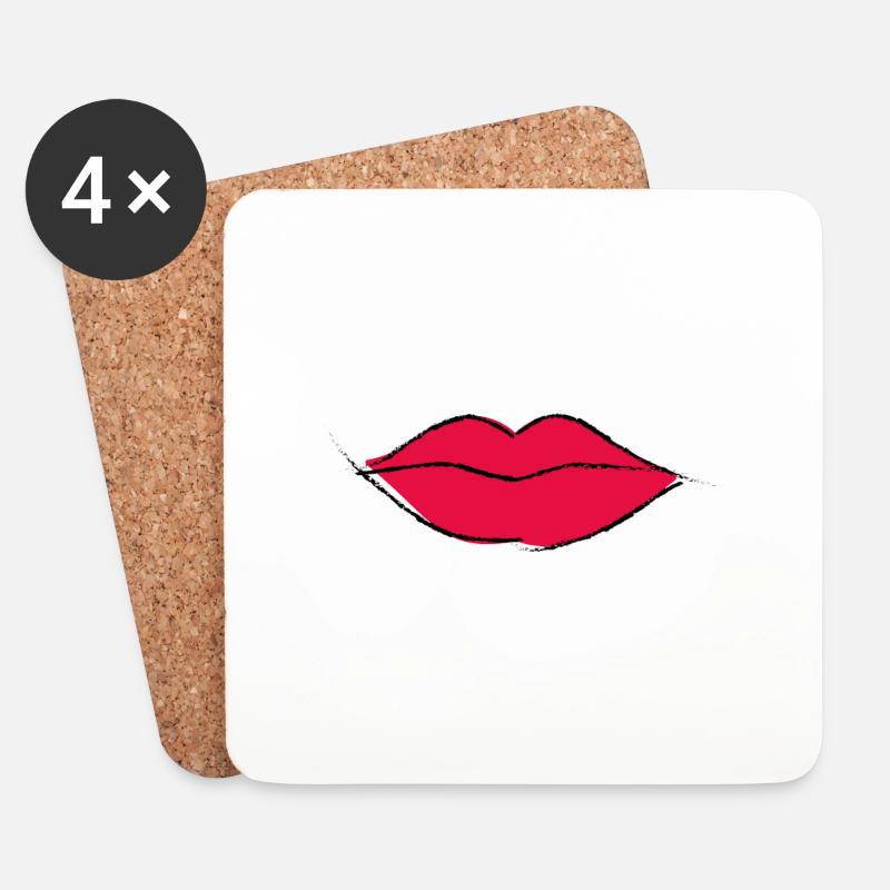 Mouth red lips - Coasters (set of 4) - white