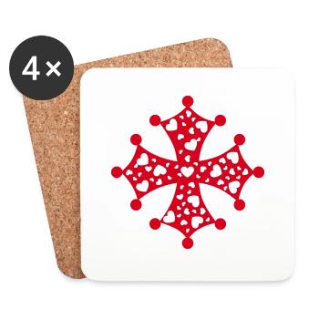 Occitan Heart Cross - Coasters (set of 4) - white - Front