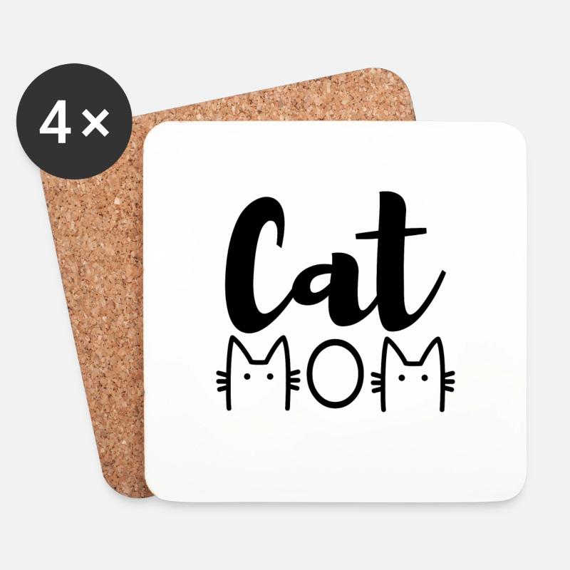 Cat mom Mutter Katze Katzenliebhaber Geschenk - Untersetzer (4er-Set) - Weiß