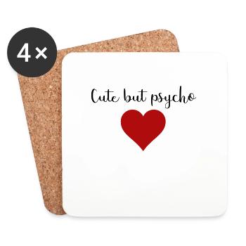 cute but psycho ladies crazy funny cute - Coasters (set of 4) - white - Front