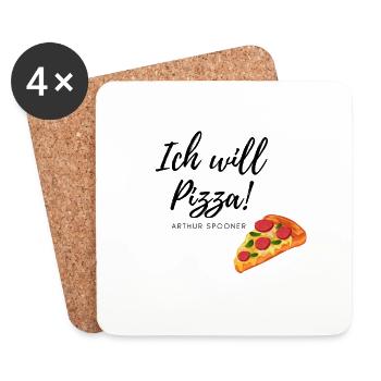 Arthur Spooner: Ich will Pizza - Untersetzer (4er-Set) - Weiß - Vorne