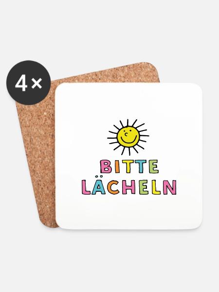 Bitte lächeln - Untersetzer (4er-Set) - Weiß