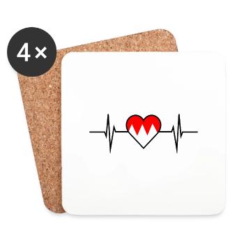 Franken Bayern Herzschlag EKG Herz Geschenk - Untersetzer (4er-Set) - Weiß - Vorne