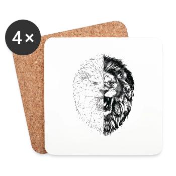 polygon lion art | lion head - Coasters (set of 4) - white - Front