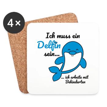Ich muss ein Delfin sein... - schwarz - Untersetzer (4er-Set) - Weiß - Vorne