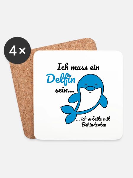 Ich muss ein Delfin sein... - schwarz - Untersetzer (4er-Set) - Weiß