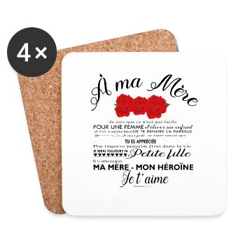 Fête des mères - Dessous de verre (lot de 4) - blanc - Devant