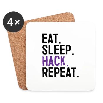 Eat Sleep Hack Repeat Hacker Informatiker - Untersetzer (4er-Set) - Weiß - Vorne