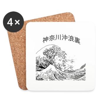 The great wave off Kanagawa - Japan (black) - Coasters (set of 4) - white - Front