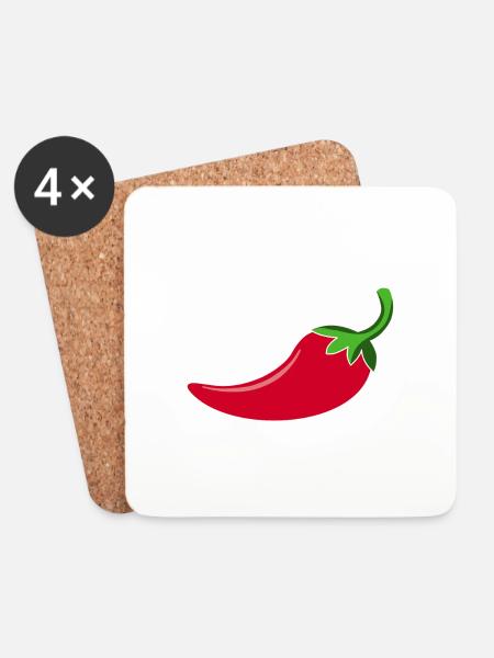 Spicy Chilly - Coasters (set of 4) - white