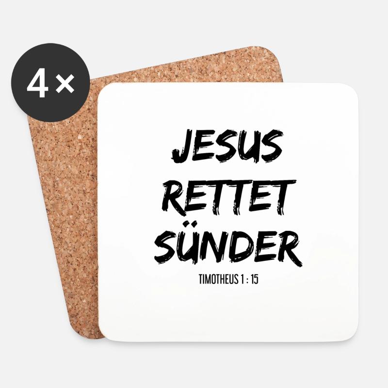 Jesus rettet Sünder Timotheus 1,15 Bibelvers - Untersetzer (4er-Set) - Weiß