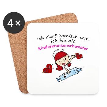 Kinderkrankenschwester - Untersetzer (4er-Set) - Weiß - Vorne