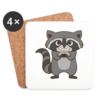 Raton laveur - Garstiger Raton Laveur. - Dessous de verre (lot de 4) - blanc - Devant