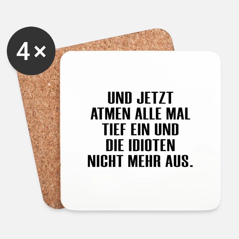 Atmen Idioten Lustiger Spruch Humor Geschenk - Untersetzer (4er-Set) - Weiß