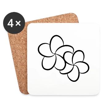 Frangipani Plumeria Hawaii Yoga Blüte - Untersetzer (4er-Set) - Weiß - Vorne