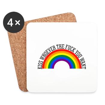 Kiss whoever the fuck you want pride month lgbt - Coasters (set of 4) - white - Front