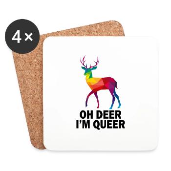 Oh deer i`m Queer LGBT Pride Month Gay - Untersetzer (4er-Set) - Weiß - Vorne