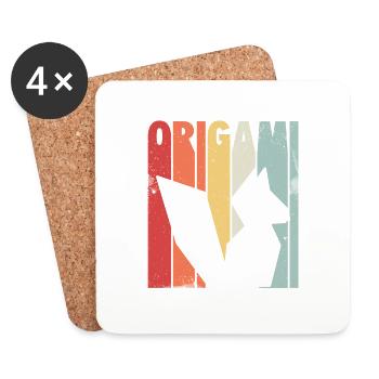Origami Fuchs | Papier Falten Tiere Geschenkideen - Untersetzer (4er-Set) - Weiß - Vorne