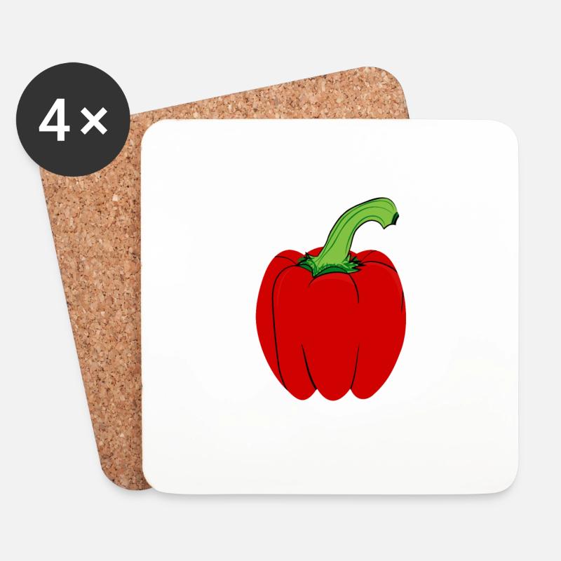 Paprika - Untersetzer (4er-Set) - Weiß