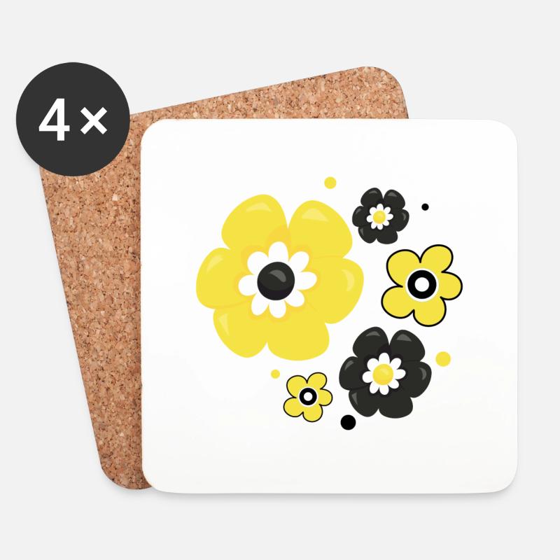 Blumen - Untersetzer (4er-Set) - Weiß