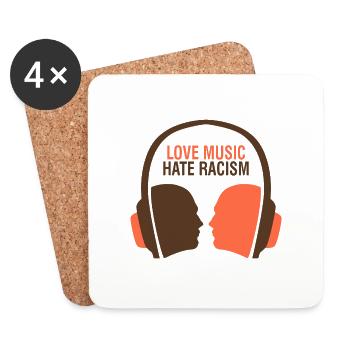 Love Music hate Racism Anti Racism Tolerance - Coasters (set of 4) - white - Front