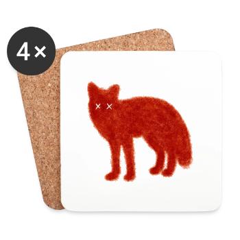 Renard mort - Dessous de verre (lot de 4) - blanc - Devant