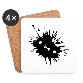 Tache d’encre avec visage - Dessous de verre (lot de 4) - blanc - Devant