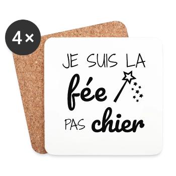 Je suis la fée pas chier - Dessous de verre (lot de 4) - blanc - Devant