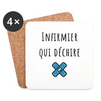 infirmier qui déchire - Dessous de verre (lot de 4) - blanc - Devant
