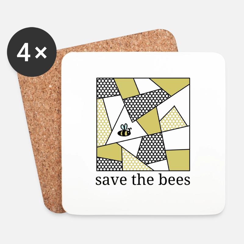 Save the bees yellow mosaic - Untersetzer (4er-Set) - Weiß