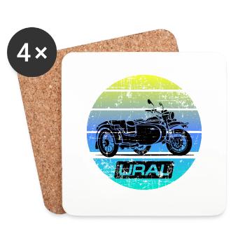 Art Ural Dnepr USSR motorcycle - Coasters (set of 4) - white - Front