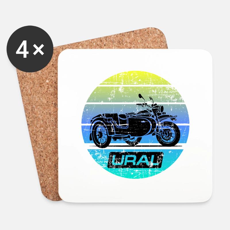 Art Ural Dnepr USSR Motorrad - Untersetzer (4er-Set) - Weiß