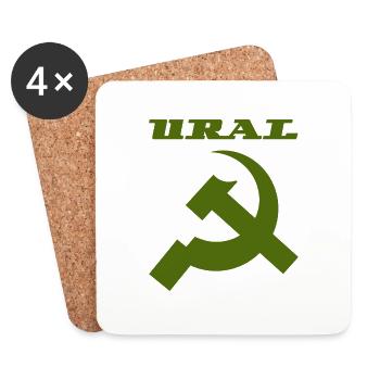 Ural Dnepr USSR Motorrad - Untersetzer (4er-Set) - Weiß - Vorne